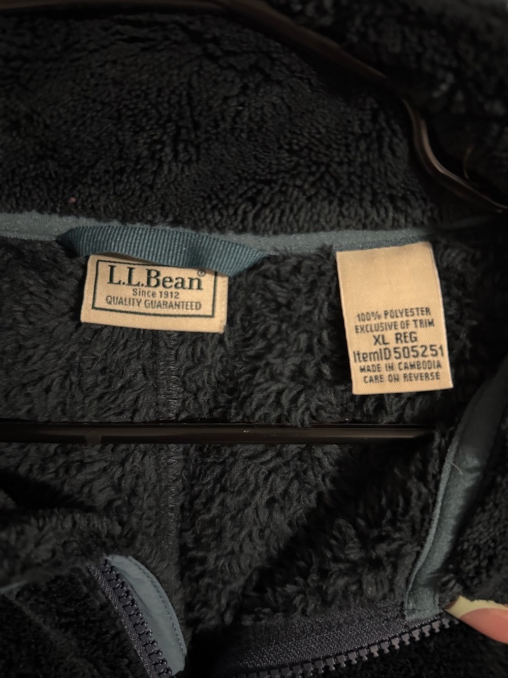 L.L. Bean Black Fleece Jacket with Blue Trim - Picture 3 of 5